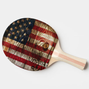 American Flag in wooden bord Ping Pong Paddle