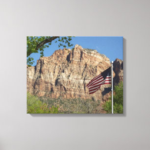 American Flag in Zion National Park I Canvas Print