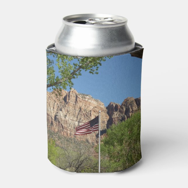 American Flag in Zion National Park II Can Cooler (Can Front)
