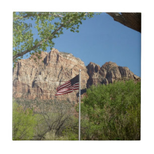 American Flag in Zion National Park II Tile