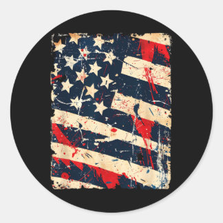 American Flag Independence Day Punk Patriotic Classic Round Sticker