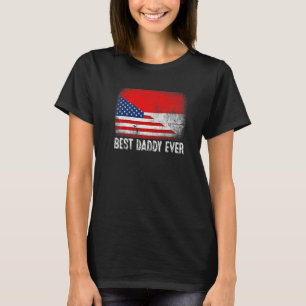 American Flag & Indonesia Flag Best Daddy Ever Fam T-Shirt