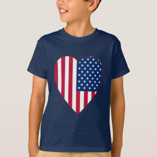 American Flag Inside A Big Heart T-Shirt