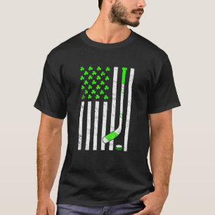 American Flag Irish Hockey Shamrock St Patricks Da T-Shirt