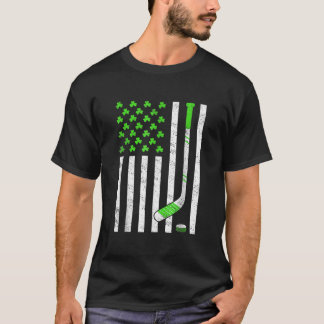 American Flag Irish Hockey Shamrock St Patricks Da T-Shirt