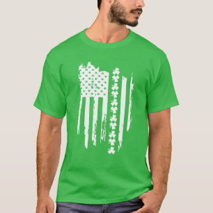 American Flag Irish Lucky Shamrock St Patrick's Da T-Shirt