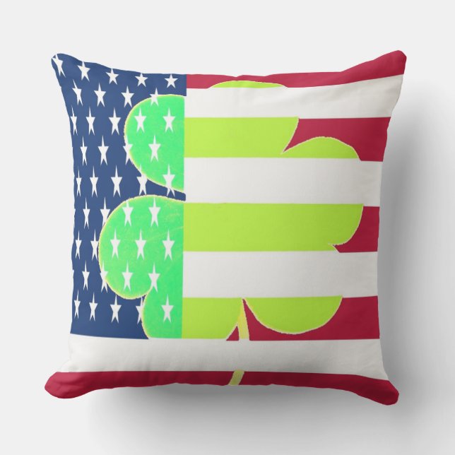 American Flag Irish Shamrock Clover St. Patrick Outdoor Cushion (Front)