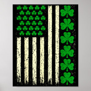 American flag irish shamrocks st patricks day men poster