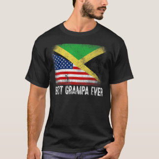 American Flag & Jamaica Flag Best Grampa Ever Fami T-Shirt
