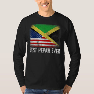 American Flag & Jamaica Flag Best Pepaw Ever Famil T-Shirt