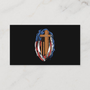 American Flag Jesus Cross Religious US Business Card