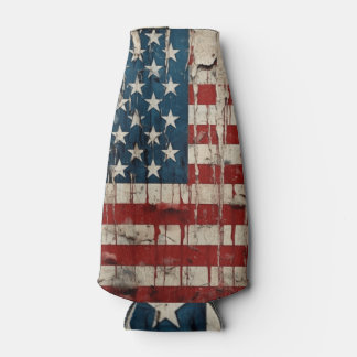 American Flag July 4th Bottle Cooler