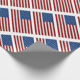 American Flag July 4th Glitter Wrapping Paper