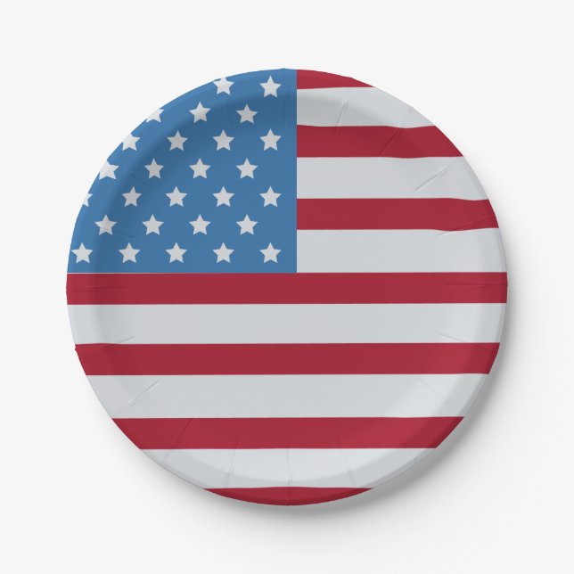 American Flag July 4th Paper Plate (Front)
