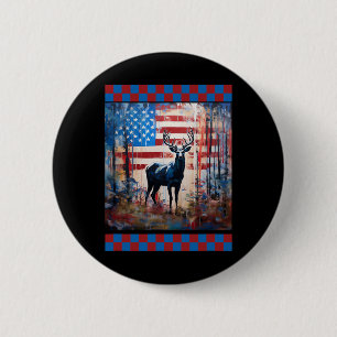 American Flag Jungle Hunting Lover Camo Deer Art H 6 Cm Round Badge