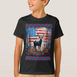 American Flag Jungle Hunting Lover Camo Deer Art H T-Shirt