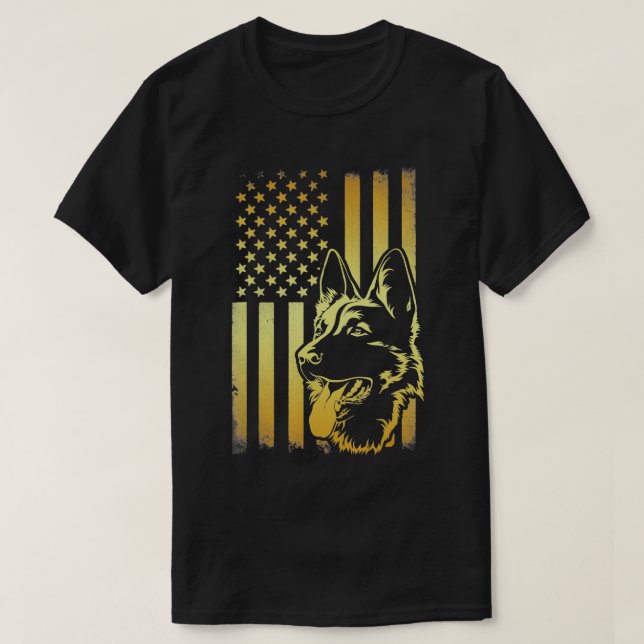 American Flag K-9 German Shepherd Police Dog Gift  T-Shirt (Design Front)
