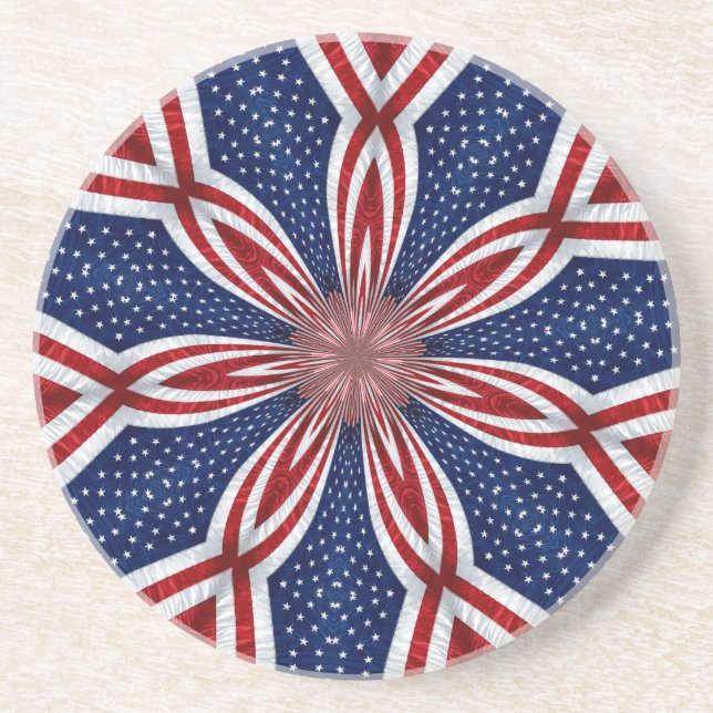 American Flag Kaleidoscope Abstract 1 Coaster (Front)