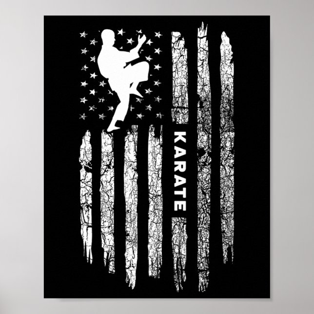 American Flag Karate Clothing - Karateka Vintage K Poster (Front)