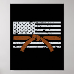 American Flag Karate Gift Tae Kwon Do Fighter Comt Poster