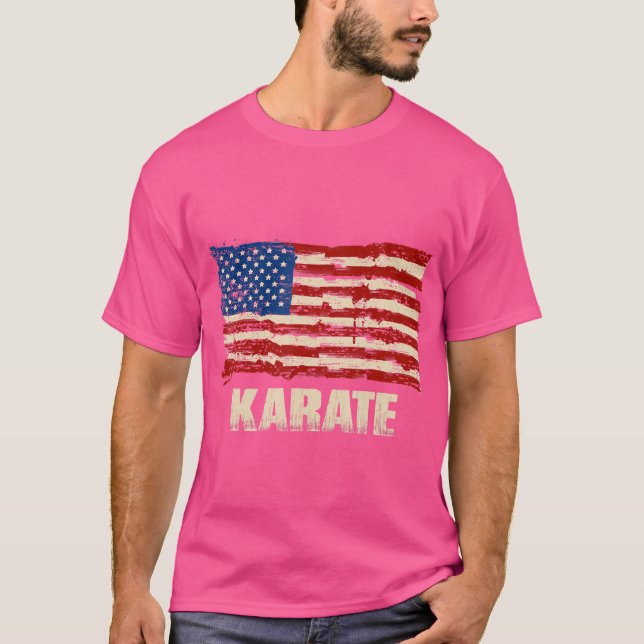 American Flag Karate - Patriotic Us Karate Gift T-Shirt (Front)