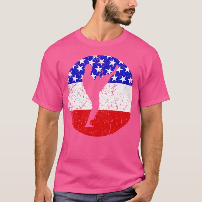 American Flag Karate Shirt - Retro Martial Arts (Front)