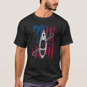 American Flag Kayak Cool Kayaking Men Women T-Shirt