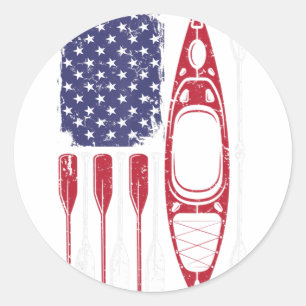 American Flag Kayak Paddle Kayaking 4th Of July Ts Classic Round Sticker