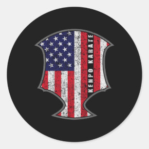 American Flag Kenpo Karate Fighter Patriotic Novel Classic Round Sticker