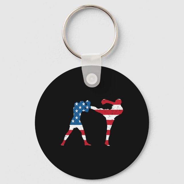 American Flag Kickboxing  Key Ring (Front)
