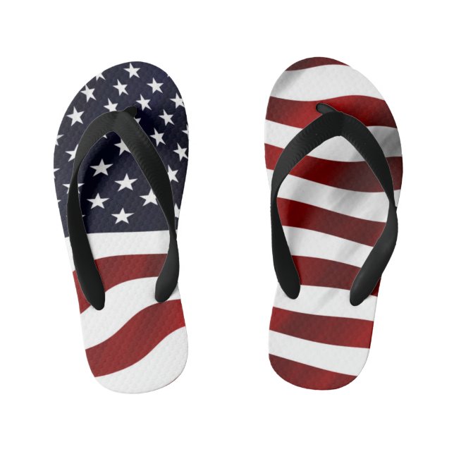 American Flag Kid's Flip Flops (Footbed)