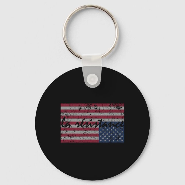 American Flag La Resistance Resist Upside Down Usa Key Ring (Front)