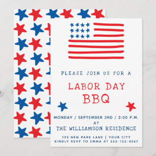 American Flag   Labour Day BBQ Invitation