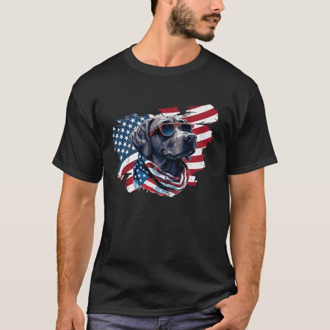 American Flag Labrador Retriever 4th Of July USA D T-Shirt (Front)