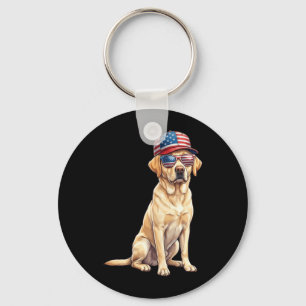 American Flag Labrador Retriever Dog Yellow Lab Key Ring