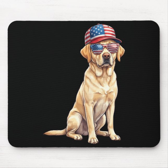 American Flag Labrador Retriever Dog Yellow Lab Mouse Mat (Front)