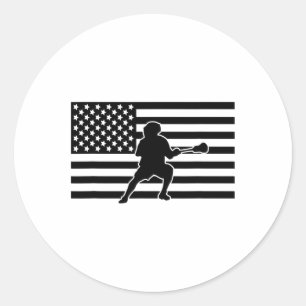 American Flag Lacrosse Apparel - Lacrosse  Classic Round Sticker