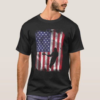 American Flag Lacrosse Vintage Lax Patriotic Men W T-Shirt