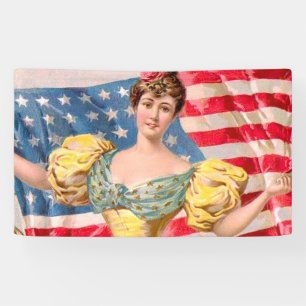 American Flag Lady Liberty Independence  Banner