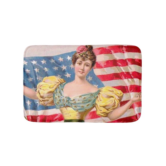 American Flag Lady Liberty Independence  Bath Mat (Front)