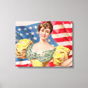 American Flag Lady Liberty Independence  Canvas Print