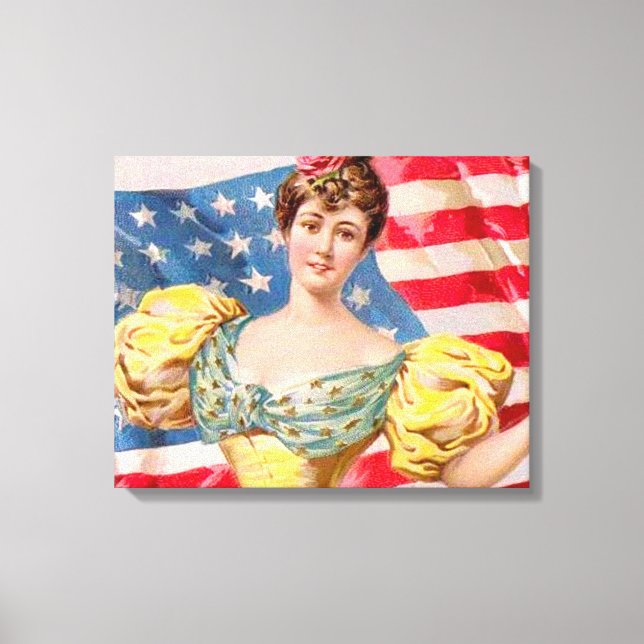 American Flag Lady Liberty Independence  Canvas Print (Front)