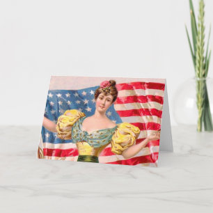 American Flag Lady Liberty Independence  Card