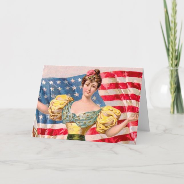 American Flag Lady Liberty Independence  Card (Front)