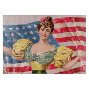 American Flag Lady Liberty Independence  Cutting Board
