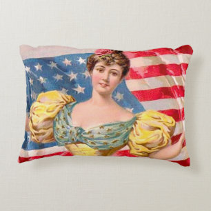 American Flag Lady Liberty Independence Decorative Cushion