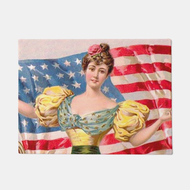 American Flag Lady Liberty Independence  Doormat (Front)