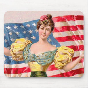 American Flag Lady Liberty Independence  Mouse Mat