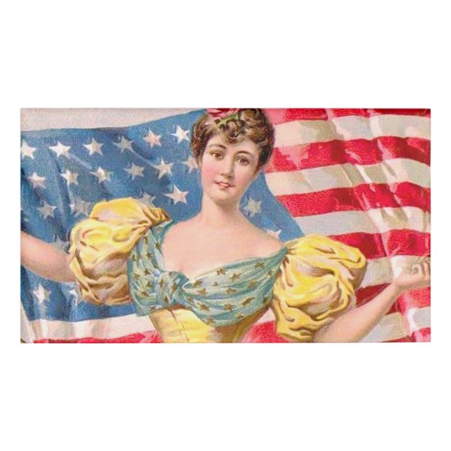 American Flag Lady Liberty Independence  Name Tag (Front)