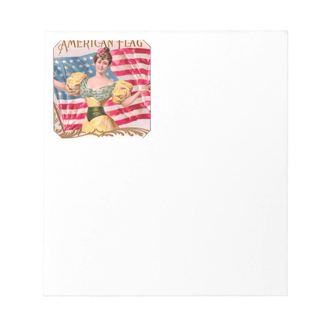 American Flag Lady Liberty Independence  Notepad (Front)